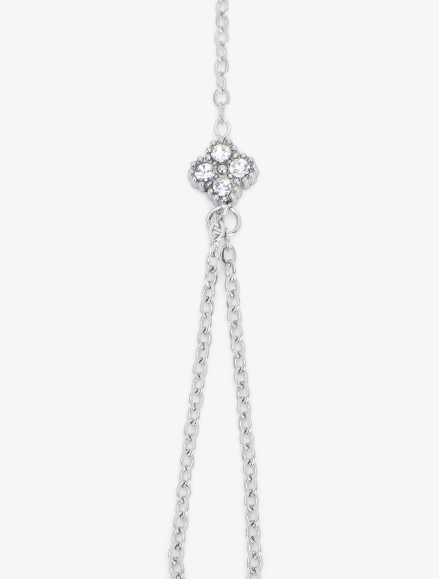 Chaîne de main à trèfles orné de zircons blancs - Argent - 3