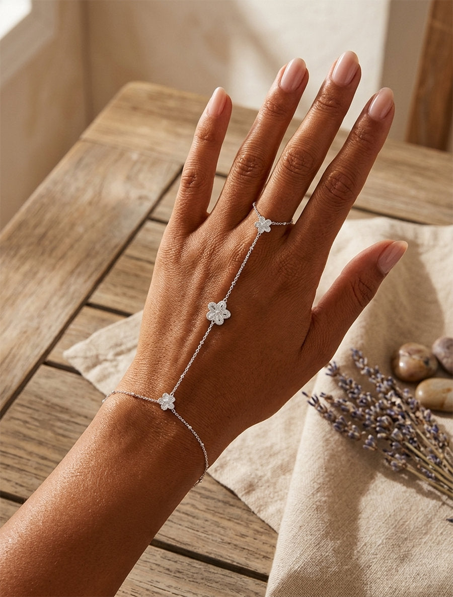 Chaîne de main fleurs - Argent - 1