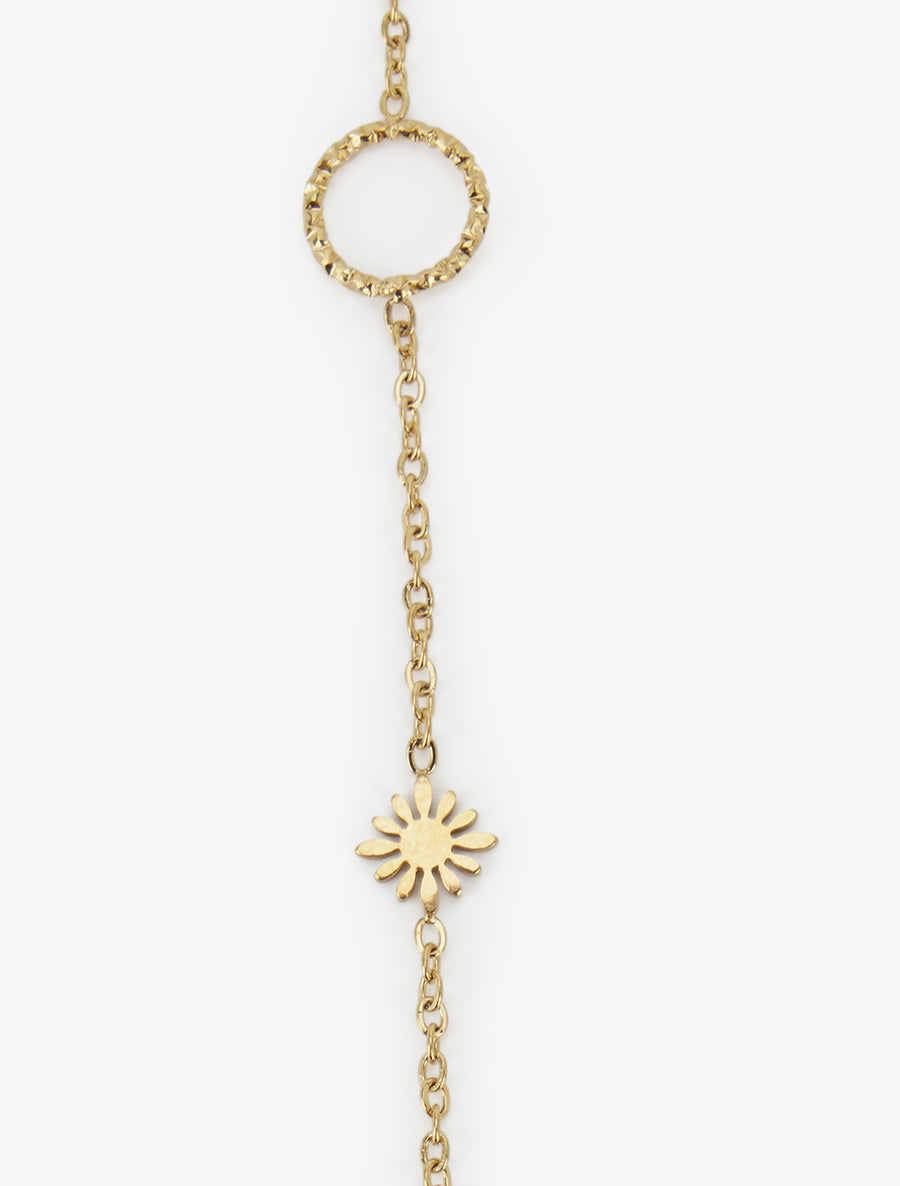 Collier en à cercles et petites fleurs - Or - 3