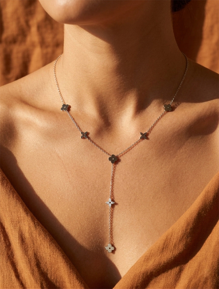 Collier en Y à motif floral - Argent - 1