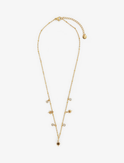 Collier fin à étoiles et strass - Or - 2