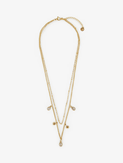 Collier double rangs à zircons et étoiles - Or - 2