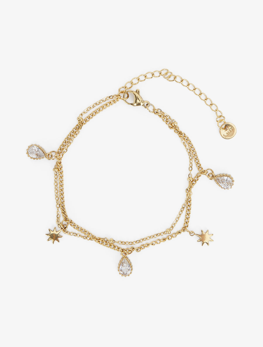 Bracelet étoiles et gouttes ornées de zircons blancs - Or - 2