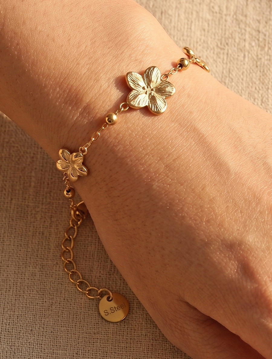 Bracelet trois fleurs - Or - 1