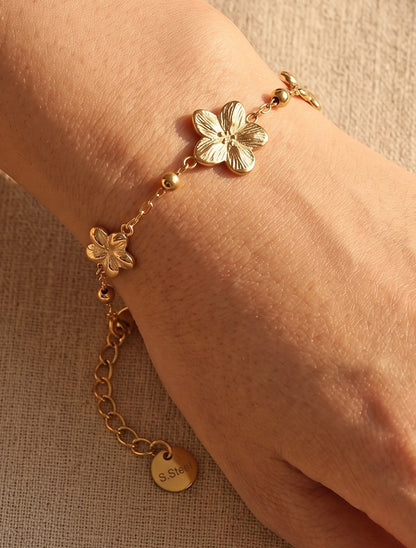 Bracelet trois fleurs - Or - 1