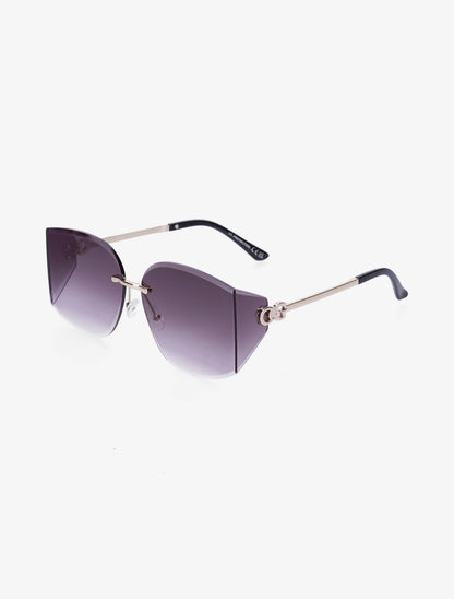 Lunettes de soleil à branches métalliques et verres dégradés - Mauve - 1