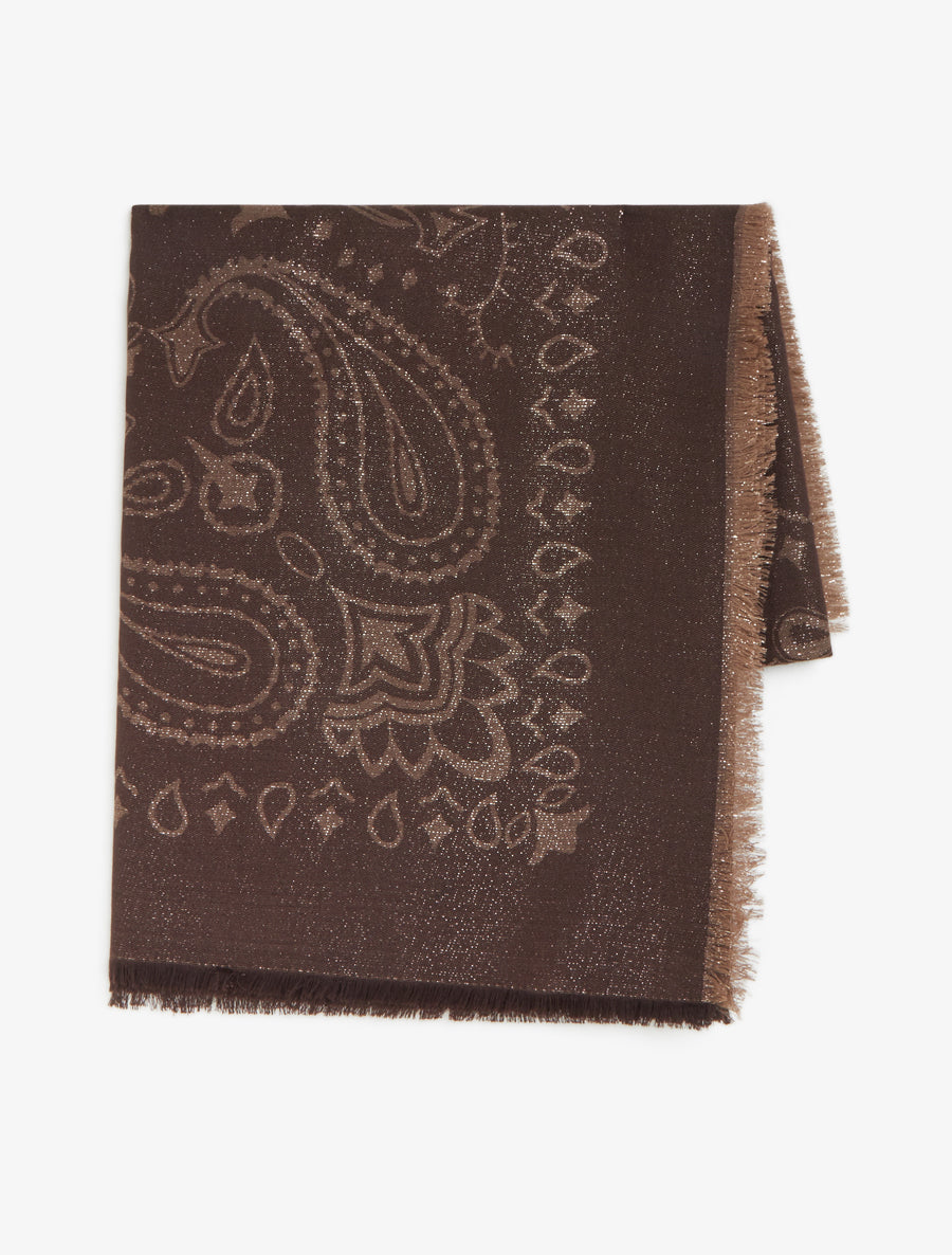 Foulard rectangulaire irisée à motif cachemire - Chocolat - 2