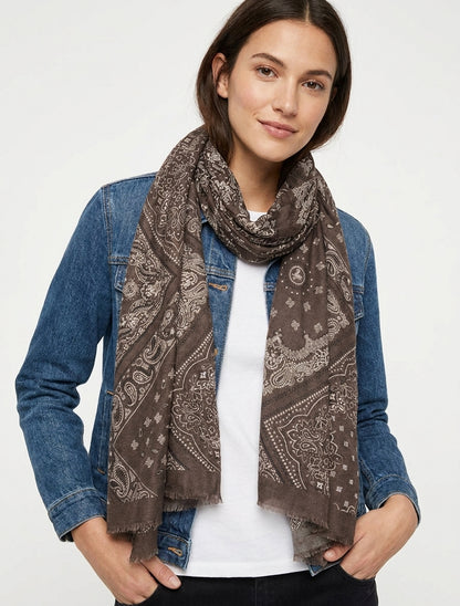 Bandana-Print-Schal aus Baumwollmischung - Braun