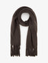 Echarpe laine duveteuse à franges - Marron - 1