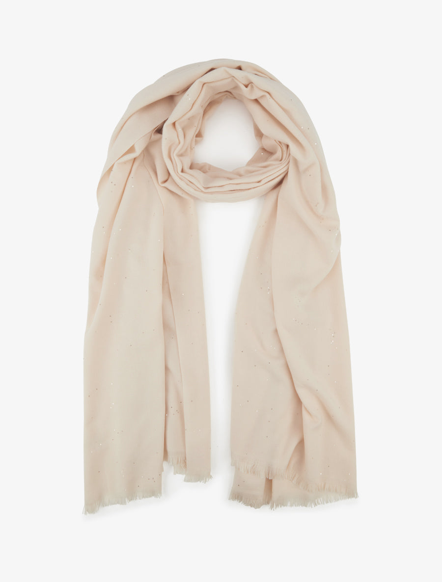 Echarpe coton mélangé à sequins - Beige - 1