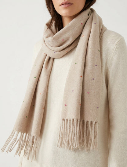 Mehrfarbiger gepunkteter Schal - Beige