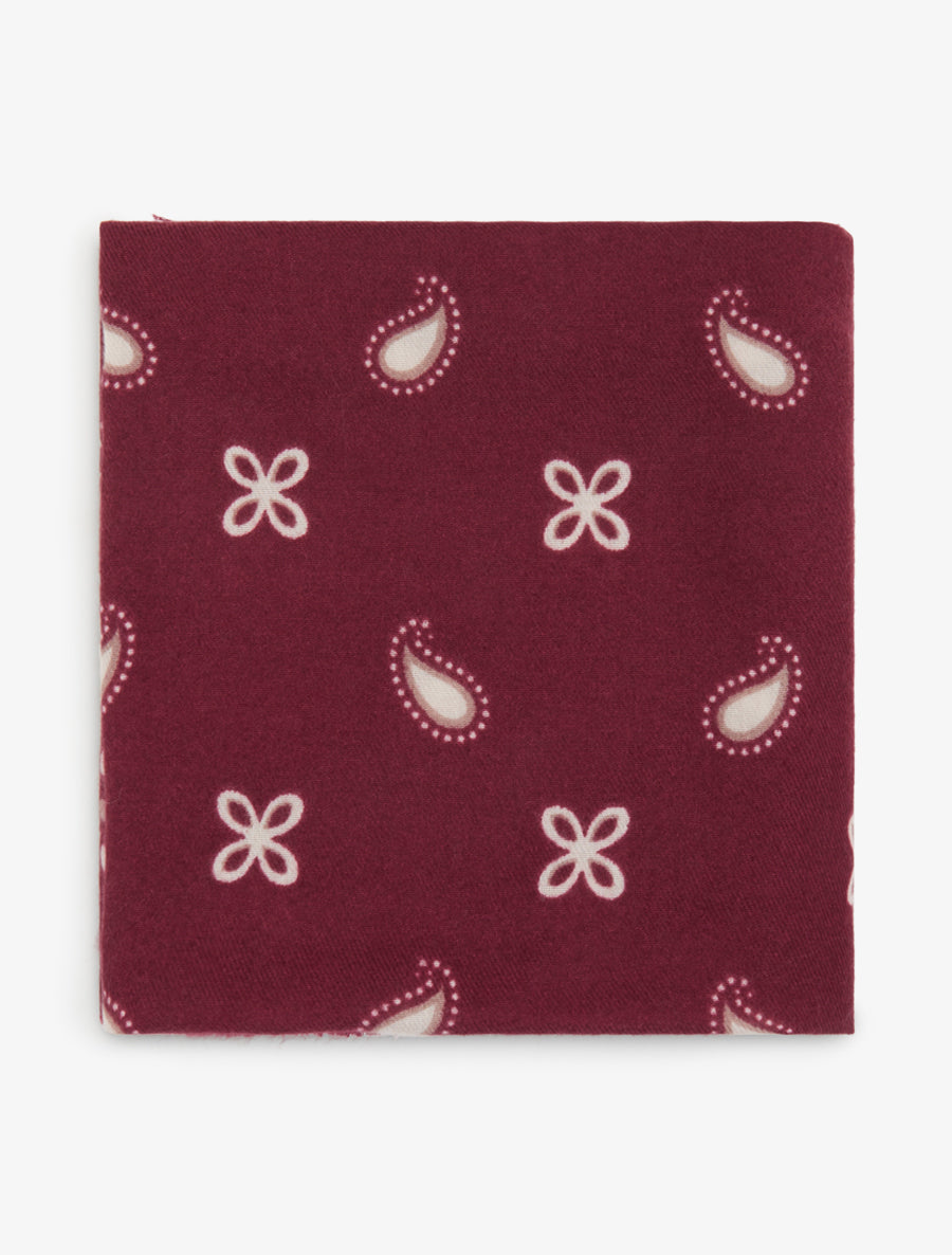 Foulard imprimé paisley à bords effilochés - Bordeaux - 2