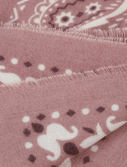 Foulard imprimé paisley à bords effilochés - Vieux rose - 3