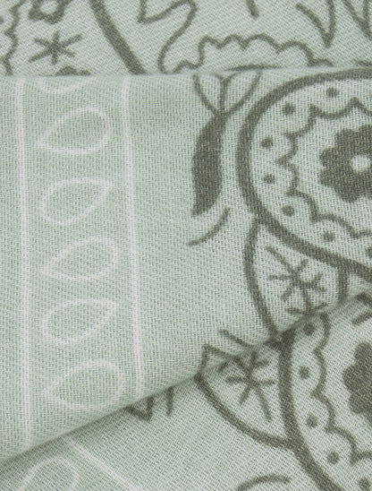 Foulard imprimé cachemire à bords effilochés - Vert d&