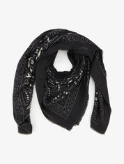 Foulard imprimé cachemire à bords effilochés - Noir - 1