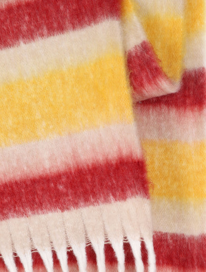 Echarpe duveteuse à rayures et franges - Jaune/rouge - 3
