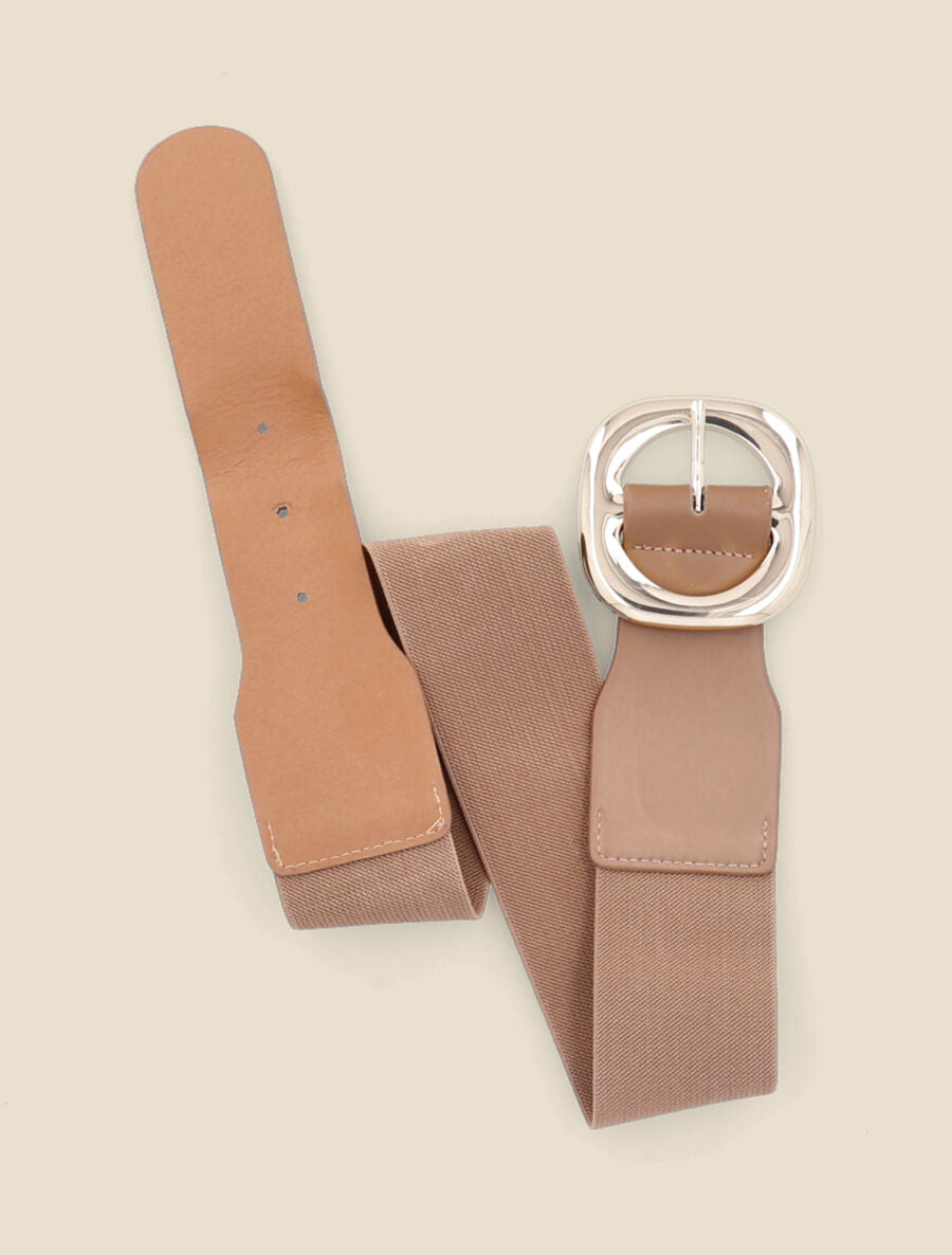 Ceinture à boucle dorée arrondie - Camel - 2