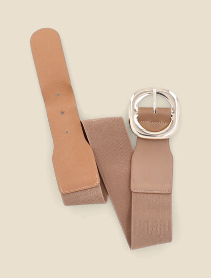 Ceinture à boucle dorée arrondie - Camel - 2