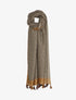 Foulard à imprimé mosaïque de fleurs et bords à pompons - Taupe - 1