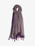 Foulard à imprimé mosaïque de fleurs et bords à pompons - Violet - 3