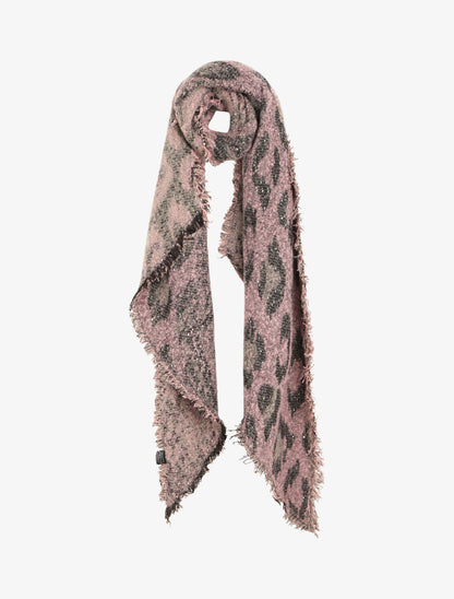 Echarpe à bords biseautés imprimé léopard - Rose - 1