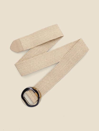 Ceinture style raphia à boucle imprimée - Taupe - 1