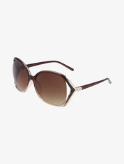Lunettes ovales oversize à charnières stylisées - Camel/or - 1