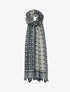 Foulard à motifs géométriques contrastants et bords à pompons - Gris foncé - 2