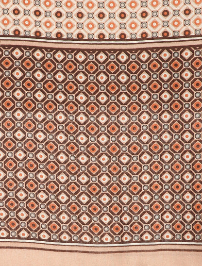 Foulard à motifs géométriques contrastants et bords à pompons - Rose poudré - 2