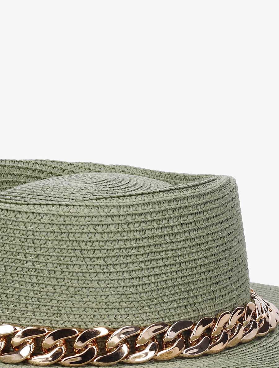 Canotier à galon en chaîne - Vert olive - 2