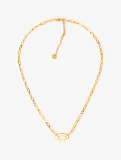 Collier en maille à pendentif ovale - Or - 1