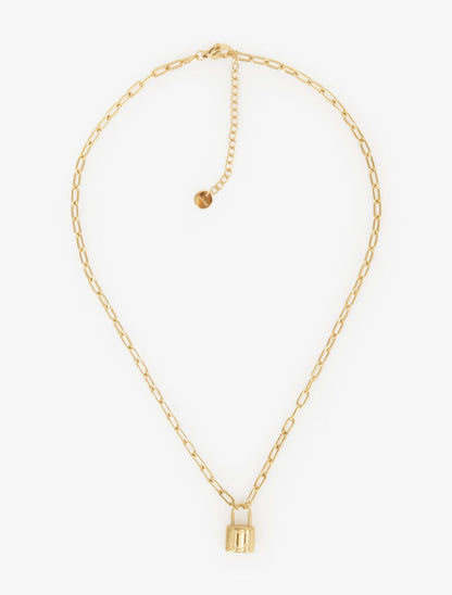 Collier en maille à pendentif cadenas - Or - 2