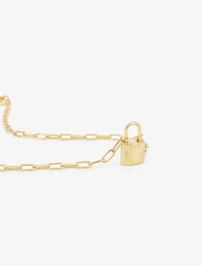 Collier en maille à pendentif cadenas - Or - 3