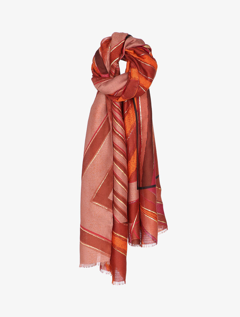 Foulard à imprimé lignes abstraites irisées - Orange - 1