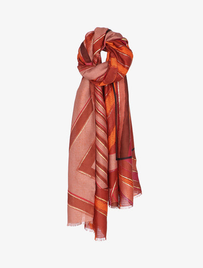 Foulard à imprimé lignes abstraites irisées - Orange - 1