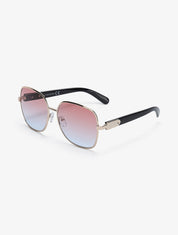 Lunettes de soleil rondes oversize - Rose/argent - 1