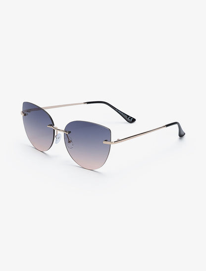 Lunettes de soleil à monture invisible - Noir/rose - 2