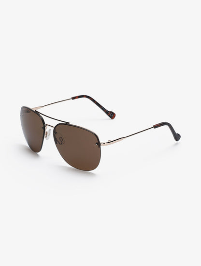 Lunettes de soleil aviateurs à monture invisible - Marron - 1