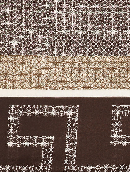 Foulard à imprimé mosaique stylisée - Marron - 2