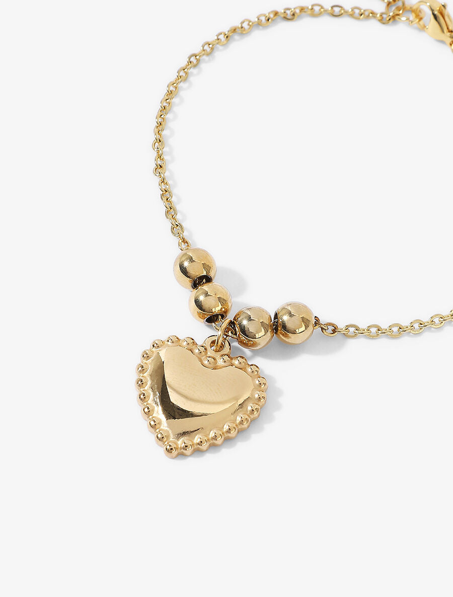 Bracelet à fines mailles et coeur - Or - 2