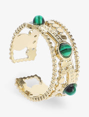 Bague multi-rangs et pierres vertes - Or - 1