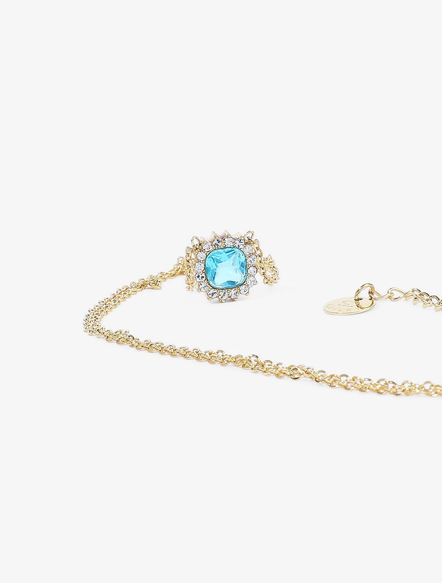Collier à pendentif losange orné de zircons bleu - Or - 2