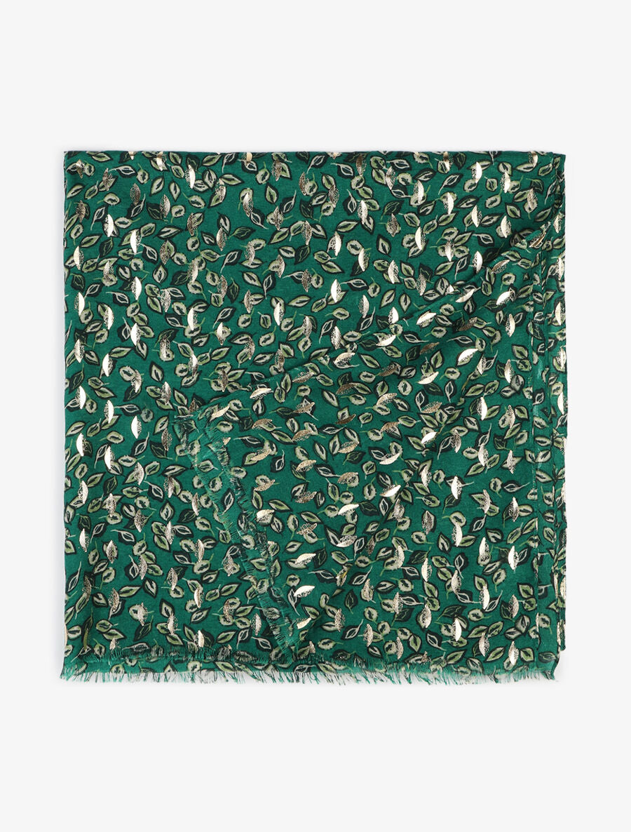 Echarpe à imprimé feuilles à détail irisé - Vert - 2
