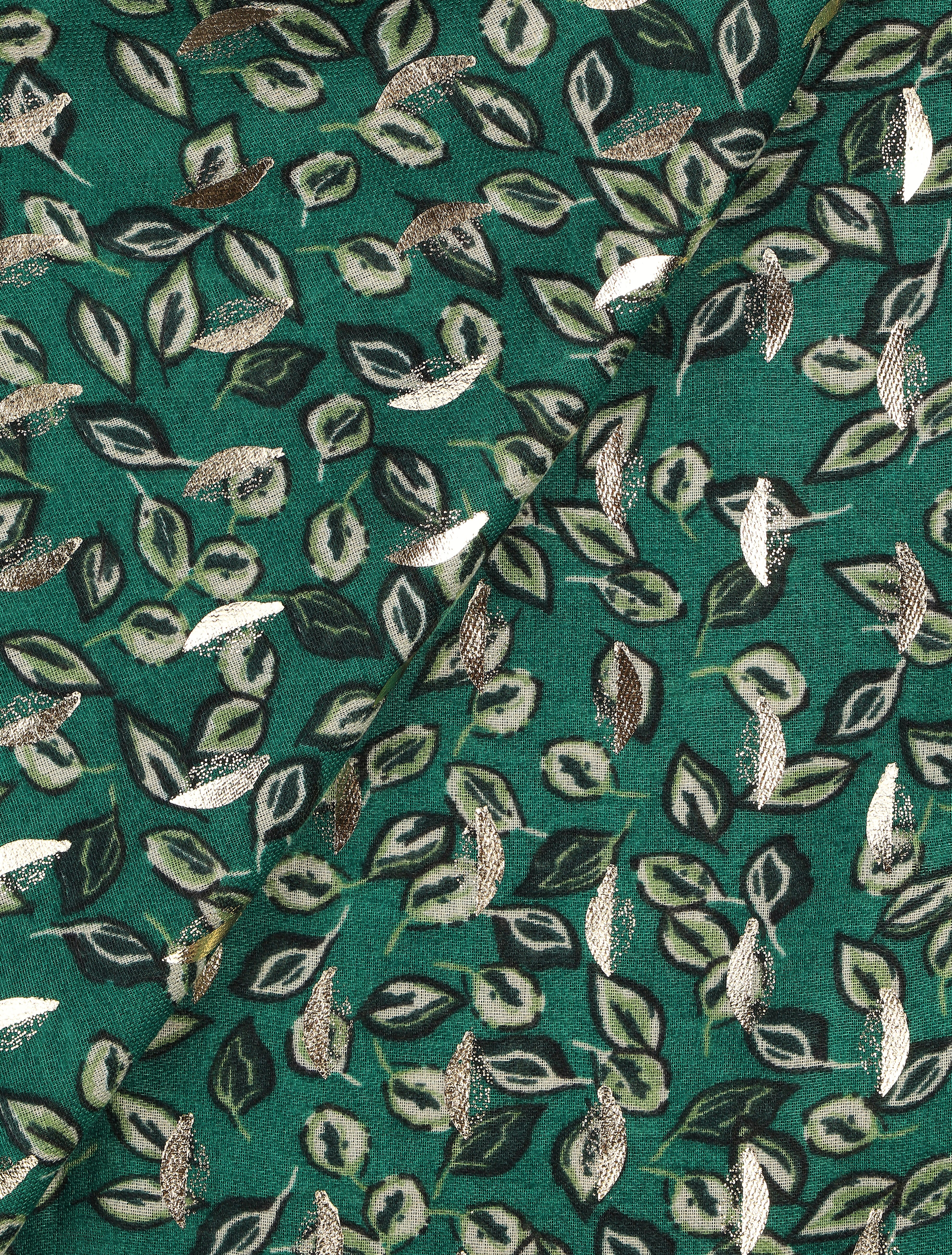 Echarpe à imprimé feuilles à détail irisé - Vert - 3