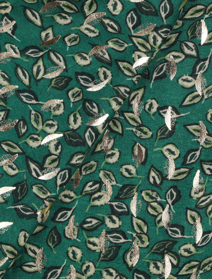 Echarpe à imprimé feuilles à détail irisé - Vert - 3