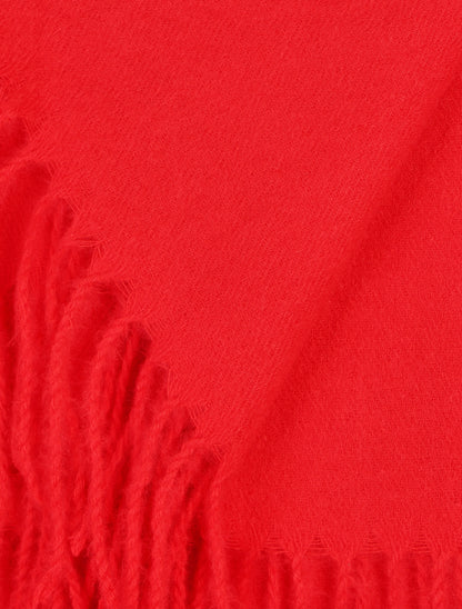 Echarpe en laine mélangée à franges - Rouge - 3