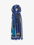Foulard à motif végétal stylisé - Bleu - 1