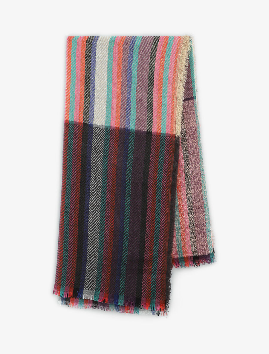 Echarpe à imprimé bandes colorées - Rose - 2