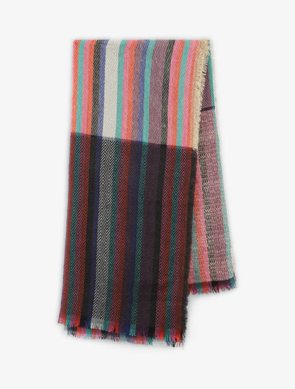 Echarpe à imprimé bandes colorées - Rose - 2