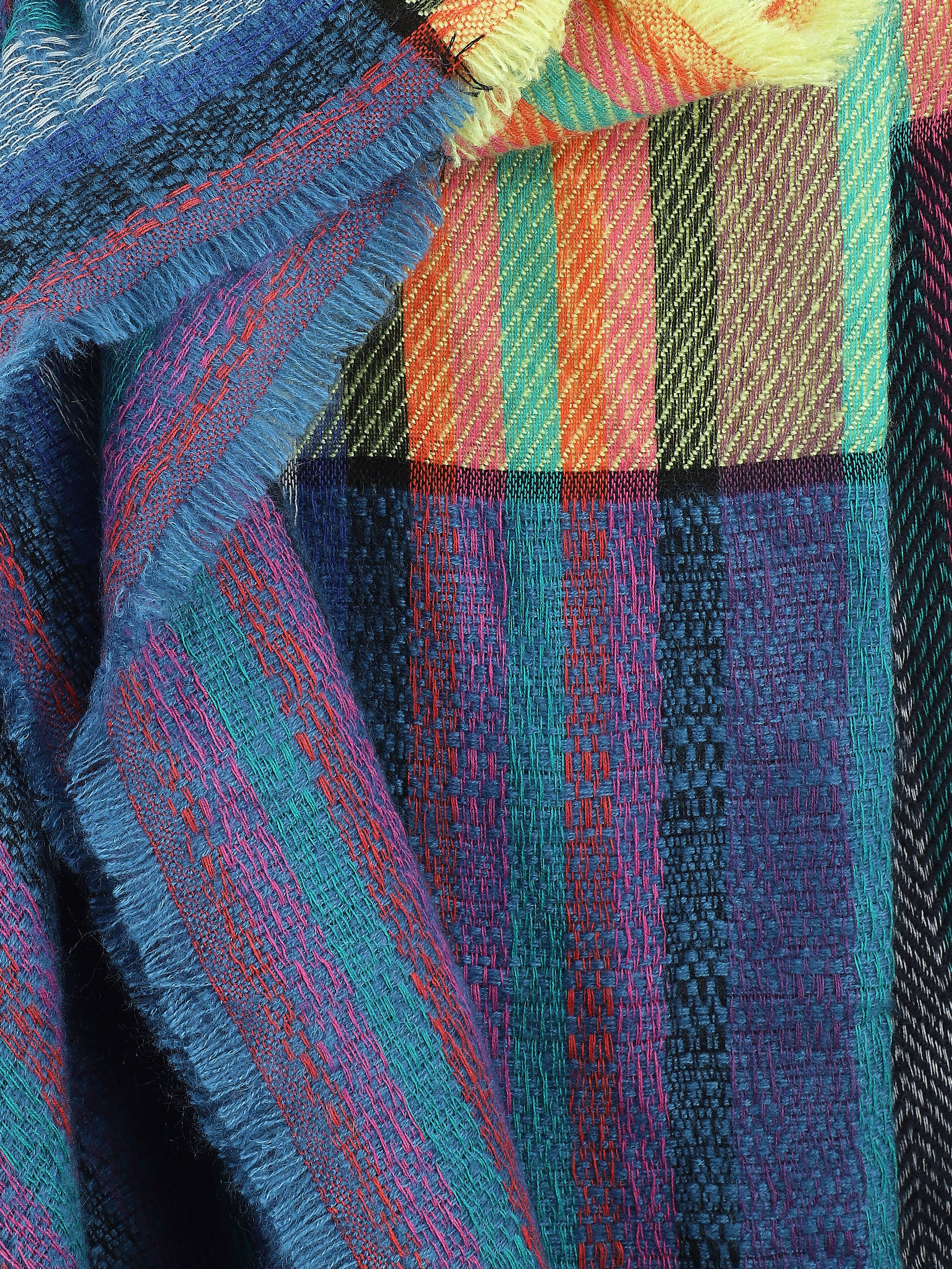 Echarpe à imprimé bandes colorées - Bleu - 3